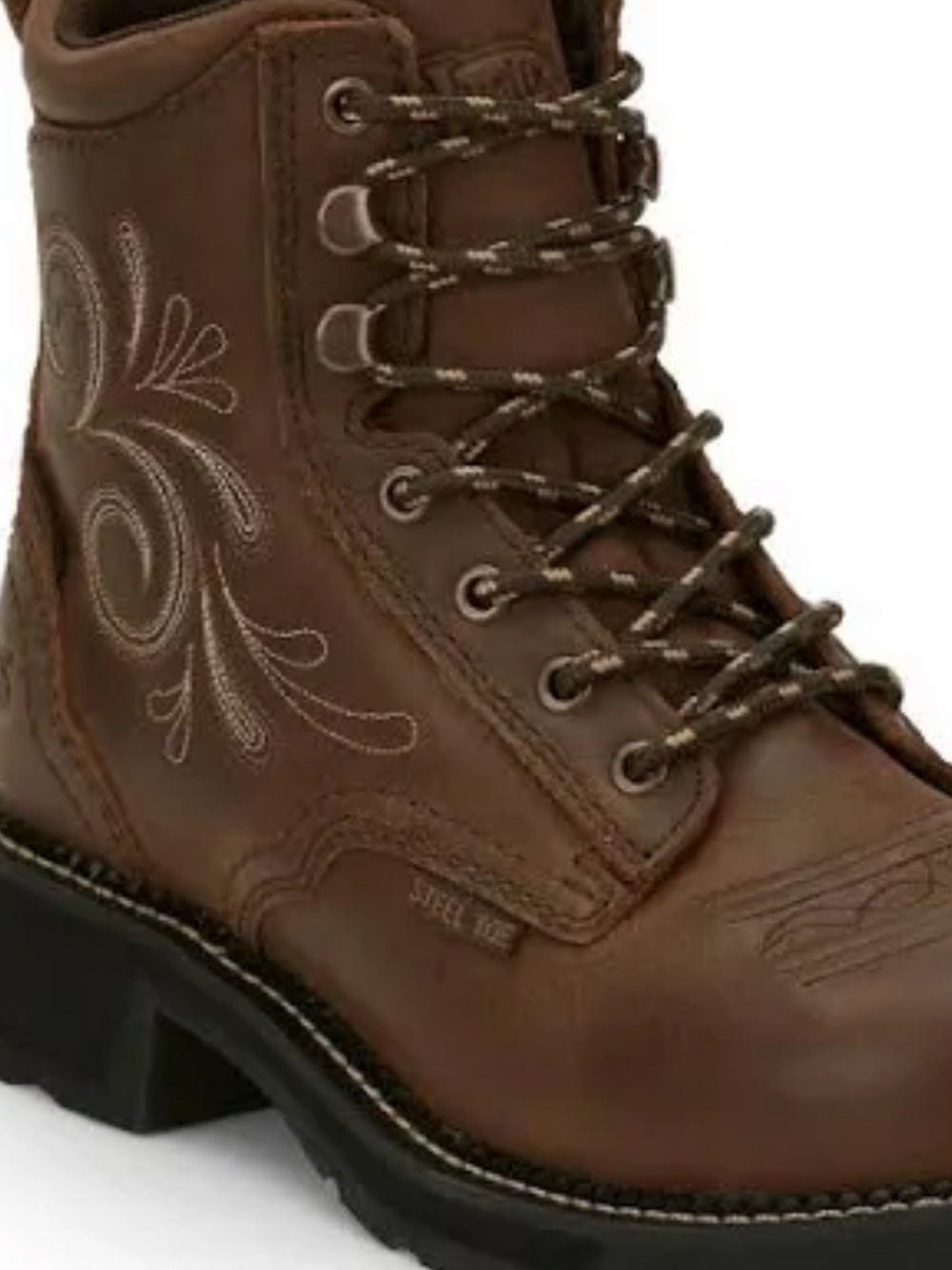 Justin Boots Brown Katerina Women's steel toe waterproof Ankle Work Boot 7.5